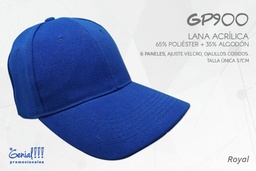 [GP900-ROYAL] GORRA GENIAL LANA ACRILICA ROYAL - VELCRO