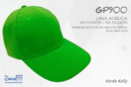 [GP900-VERDEKELL] GORRA GENIAL LANA ACRILICA VERDE KELLY - VELCRO