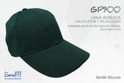 [GP900-VERDE-OS] GORRA GENIAL LANA ACRILICA VERDE OSCURO - VELCRO