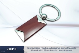 [J10119] LLAVERO METALICO MADERA CAFE RECT. 20X25MM