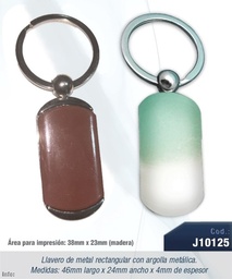 [J10125-CAFECLAR] LLAVERO METALICO MADERA RECTANG 23MMX38MM