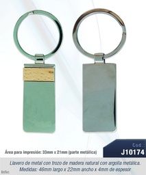 [J10174-NAT] LLAVERO METAL-MADERA NAT. RECTANG. 33MMX21MM