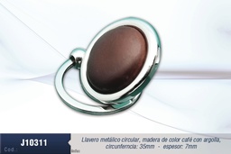 [J10311] LLAVERO METALICO MADERA CAFE REDOND 28MM
