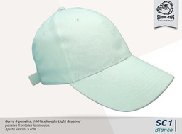 [SC-1-BLANCO] GORRA ALGODON LIGHT BRUSHED BLANCO - VELCRO