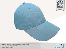 [SC-1-CELESTE] GORRA ALGODON LIGHT BRUSHED CELESTE - VELCRO