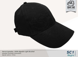 [SC-1-NEGRO] GORRA ALGODON LIGHT BRUSHED NEGRO - VELCRO
