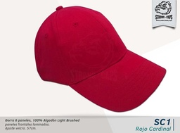 [SC-1-ROJO-CARDI] GORRA ALGODON LIGHT BRUSHED ROJO CARD. - VELCRO