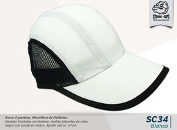 [SC34-BLANCO] GORRA MICROFIBRA BLANCA MALLA NEGRA SPORT VELCR