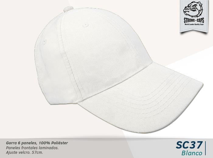 GORRA 100% POLIESTER TWILL BLANCO - VELCRO