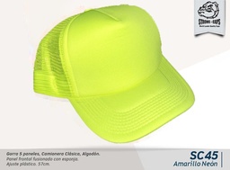 [SC45-AMARI-NEON] GORRA CAMIONERA 5 PANELES AMAR. NEON