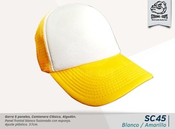 [SC45-BLAN-AMARI] GORRA CAMIONERA 5 PANELES BLA/AMAR