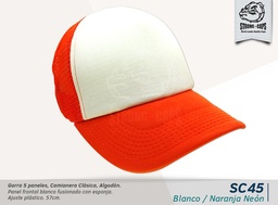 [SC45-BLA-NARNEO] GORRA CAMIONERA 5 PANELES BLA/NAR. NEON