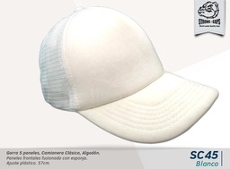 [SC45-BLANCO] GORRA CAMIONERA 5 PANELES BLANCO