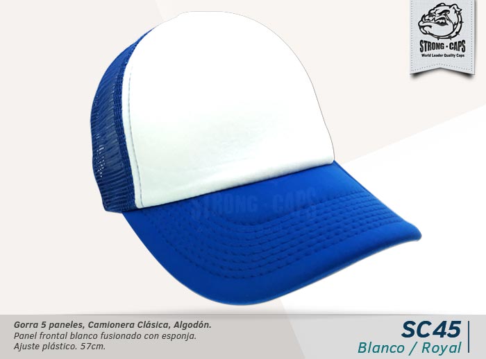 GORRA CAMIONERA 5 PANELES BLA/ROYAL