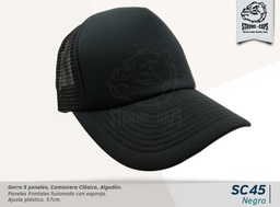 [SC45-NEGRO] GORRA CAMIONERA 5 PANELES NEGRO