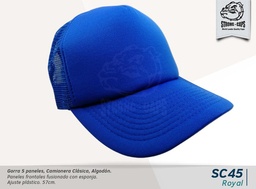 [SC45-ROYAL] GORRA CAMIONERA 5 PANELES ROYAL