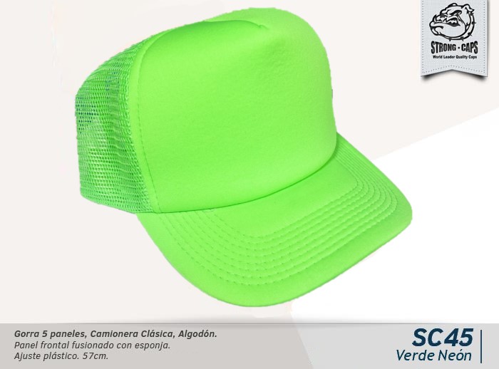 GORRA CAMIONERA 5 PANELES VERD. NEON
