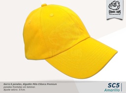 [SC-5-AMARILLO] GORRA ALGODON POLO AMARILLO - VELCRO