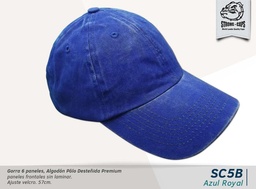 [SC-5B-AZUL-ROYA] GORRA ALG. POLO JR DESTEÑIDA  AZ. ROYAL- VELCRO