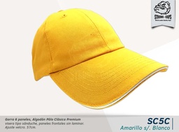 [SC-5C-AMAR-SBLA] GORRA ALGODON POLO PRELAVADA AMARILLO/BLA. SAND/VELCRO