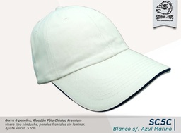 [SC-5C-BLANC/AZ] GORRA ALGODON POLO PRELAVADA BLANCO/AZ. SAND/VELCRO