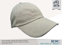[SC-5C-GRIS-CL/B] GORRA ALGODON POLO PRELAVADA GRIS/BLANCO SAND/VELCRO
