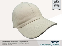 [SC-5C-KAKI-CL/B] GORRA ALGODON POLO PRELAVADA KAKI/BLA. SAND/VELCRO