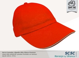 [SC-5C-NARANJ/B] GORRA ALGODON POLO PRELAVADA NARANJA/BLA. SAND/VELCRO