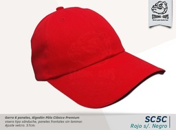 [SC-5C-ROJO/NEGR] GORRA ALGODON POLO PRELAVADA ROJO/NEG. SAND/VELCRO