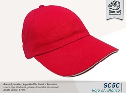 [SC-5C-ROJO/SBLA] GORRA ALGODON POLO PRELAVADA ROJO/BLANCO SAND/VELCRO