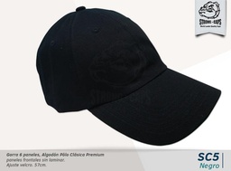 [SC-5-NEGRO] GORRA ALGODON POLO NEGRO - VELCRO