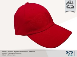 [SC-5-ROJO] GORRA ALGODON POLO ROJO - VELCRO
