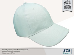 [SC-8-BLANCO] GORRA L.ACRILICA PREMIUM BLANCO  - VELCRO