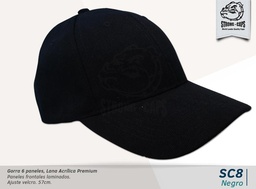[SC-8-NEGRO] GORRA L.ACRILICA PREMIUM NEGRO - VELCRO