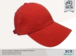 [SC-9-NARANJA] GORRA PRELAVADA LIVIANA NARANJA HEBILLA BRONCE
