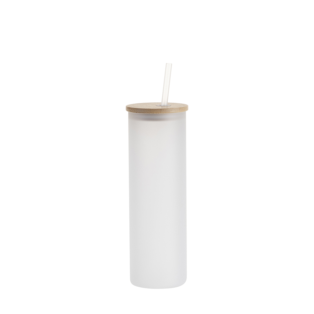 VASO DE VIDRIO ARENADO C/T DE BAMBU Y S/VIDRIO PARA SUBLIMAR 