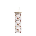 VASO DE VIDRIO ARENADO C/T DE BAMBU Y S/VIDRIO PARA SUBLIMAR 
