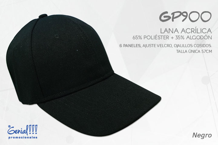 GORRA GENIAL LANA ACRILICA NEGRA - VELCRO