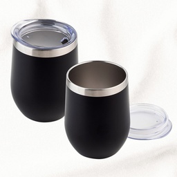[C10019-NEGRO] VASO DE ACERO INOX. DOBLE PARED 350 ML