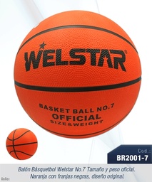 [BR2001-7] PELOTA BASQUETBOL WELLSTAR NO.7 NARANJA