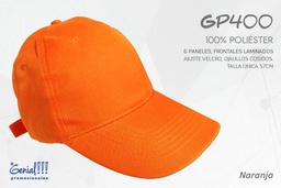 [GP400-NARANJA] GORRA GENIAL POLIESTER NARANJA - VELCRO