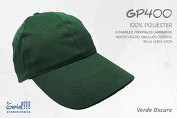 [GP400-VERDEOSC] GORRA GENIAL POLIESTER VERDE OSCURO - VELCRO