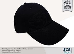 [SC-9-NEGRO] GORRA PRELAVADA LIVIANA NEGRO HEBILLA BRONCE